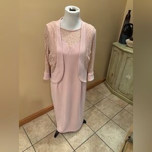 Maya Brooke Elegant Pink Lace Dress with Jacket Size 14
